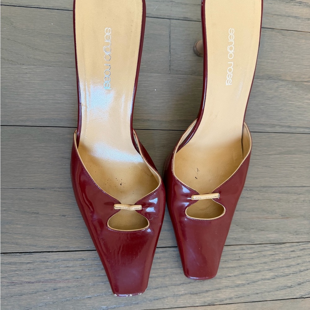 Sergio Rossi Burgundy Leather Heels